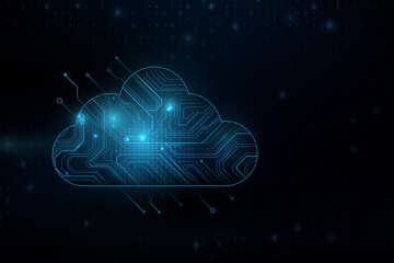 Cloud computing technology internet storage concept with circuit board. Internet data services. Vector illustration