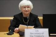 FILE - In this July 12, 2021 file photo, U.S. Treasury Secretary Janet Yellen prepares to speak during a meeting of eurogroup finance ministers at the European Council building in Brussels.   Yellen is telling Congress, Wednesday, Sept. 8,  that she will run out of maneuvering room to keep from broaching the government’s borrowing limit during the month of October.   (AP Photo/Virginia Mayo, File)