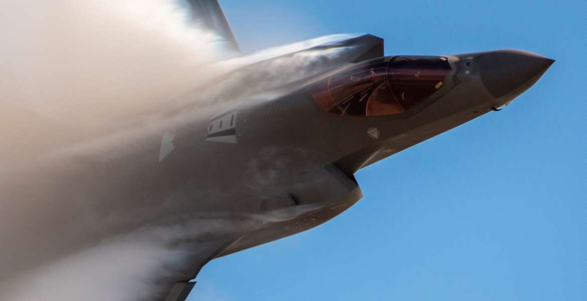 A U.S. Air Force F-35A Lightning II fighter jet performs during the California International Airshow in Salinas, California, Oct. 30, 2021. The F-35A, produced by Lockeed Martin, is a fifth generation multi-role fighter platform. (U.S. Air Force photo by Staff Sgt. Andrew D. Sarver)