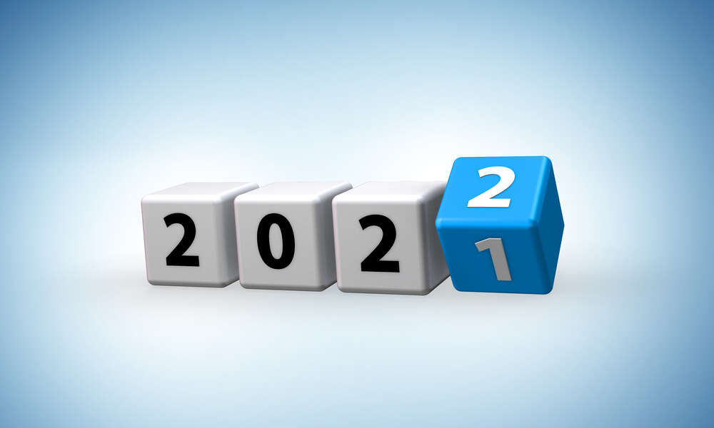 Concept of changing year from 2021 to 2022 - 3d rendering
