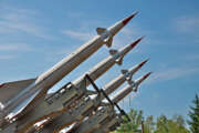 Anti-aircraft air defense missiles on position