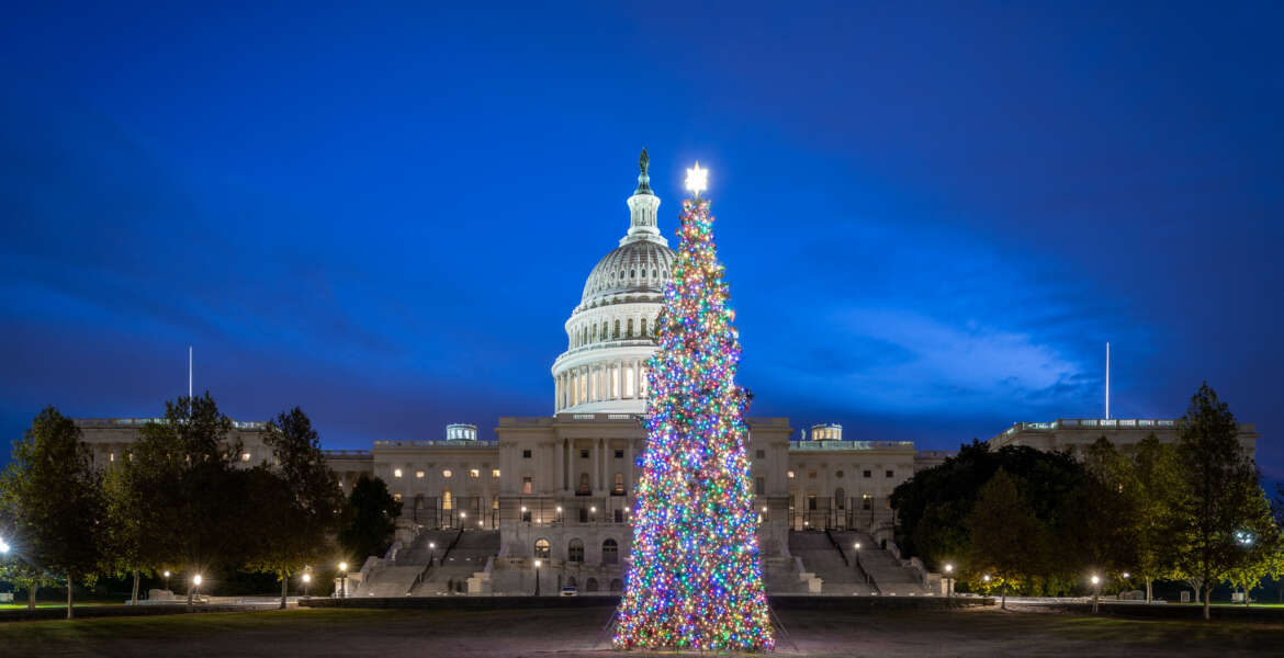 The U.S. Capitol Christmas Tree is a time-honored tradition of more than 50 years. Once decorated, the tree will be lit from nightfall until 11:00 p.m. each evening through January 1, 2022.

