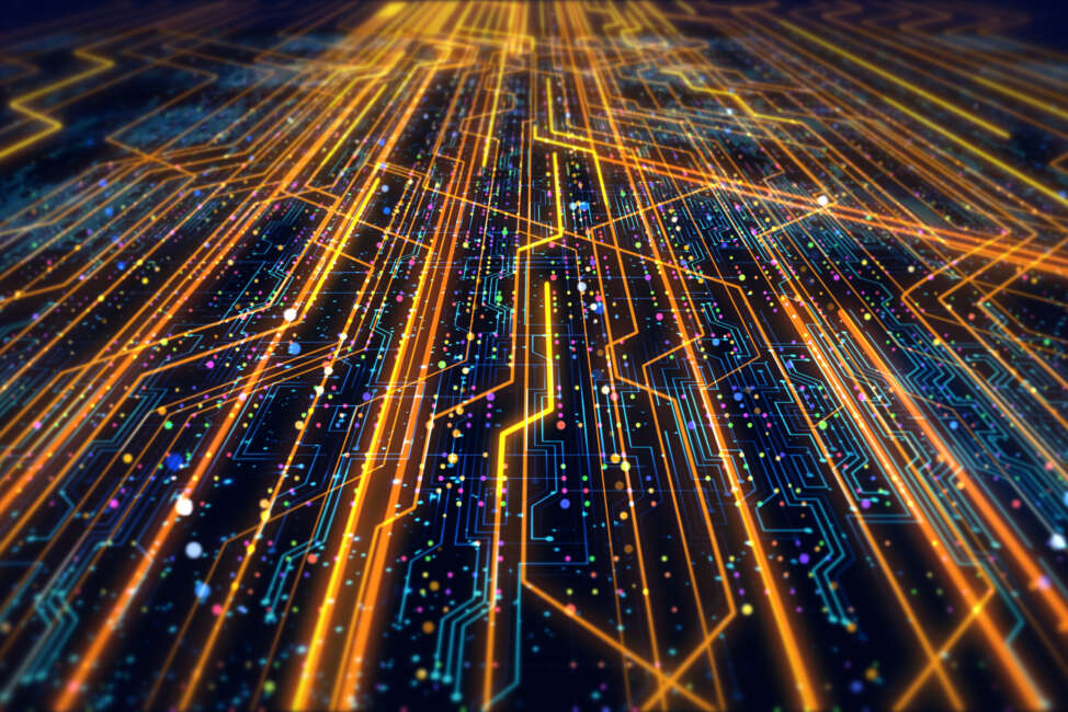 Futuristic Circuit Board Render With Bokeh Effects - Technology Related Concept