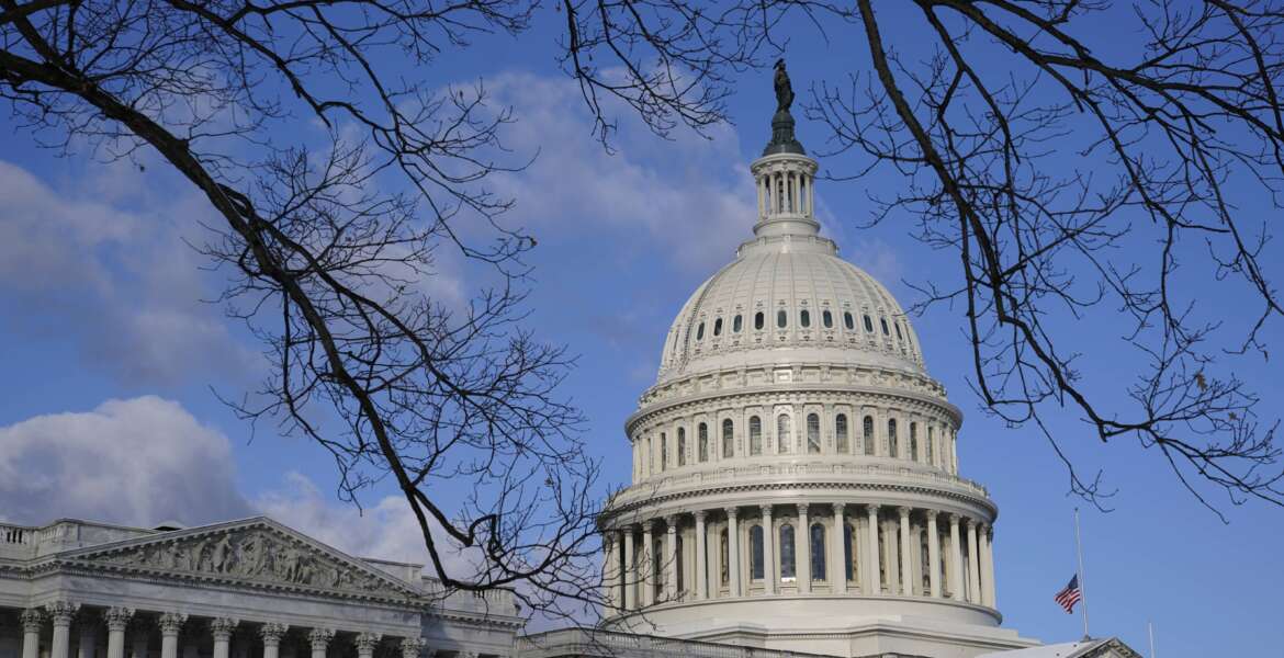 Sunlight shines on the U.S. Capitol Dome in Washington, Friday, Jan. 7, 2022. (AP Photo/Patrick Semansky)