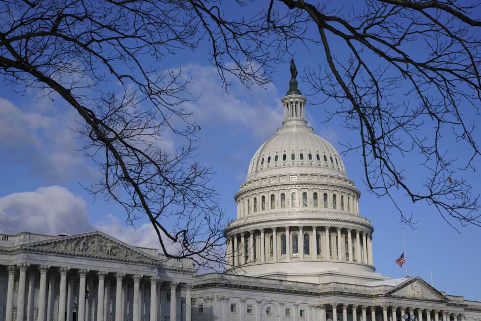 Sunlight shines on the U.S. Capitol Dome in Washington, Friday, Jan. 7, 2022. (AP Photo/Patrick Semansky)