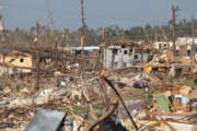 Tornado damage aftermath.