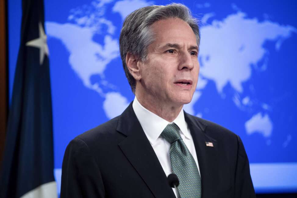 Secretary of State Antony Blinken speaks during a news conference Thursday, March 17, 2022, at the State Department in Washington. (Saul Loeb/Pool via AP)