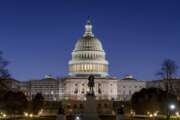 The U.S. Capitol building is seen before sunrise on Capitol Hill in Washington, Monday, March. 21, 2022. The Senate Judiciary Committee is set to begin its historic confirmation hearings for Judge Ketanji Brown Jackson. The 51-year-old federal judge would be the first Black woman on the Supreme Court. (AP Photo/Gemunu Amarasinghe)