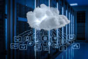 Cloud computing technology concept with 3d rendering cloud in server room