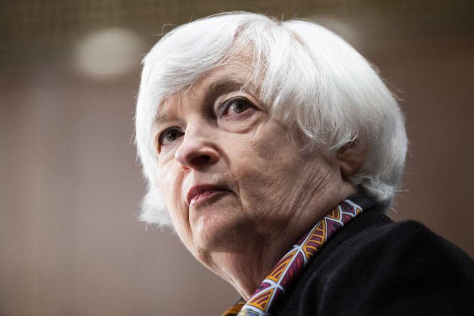 File - Treasury Secretary Janet Yellen testifies before the Senate Banking, Housing, and Urban Affairs Committee hearing, May 10, 2022, on Capitol Hill in Washington. The U.S. will close the last avenue for Russia to pay back its billions in debt to international investors on Wednesday, making a Russian default on its debts for the first time since the Bolshevik Revolution all but inevitable. The Treasury Department said in a notification Tuesday that it does not plan to renew the license to allow Russia to keep paying its debtholders through American banks. (Tom Williams/Pool via AP, File)