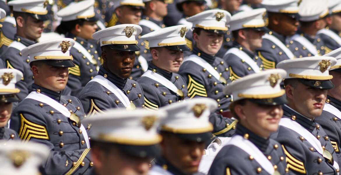 United States Military Academy graduating cadets attend their graduation ceremony of the U.S. Military Academy class of 2022 at Michie Stadium on Saturday, May 21, 2022, in West Point, N.Y. (AP Photo/Eduardo Munoz Alvarez)