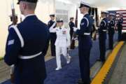 Adm. Linda Fagan arrives for a change of command ceremony at U.S. Coast Guard headquarters, Wednesday, June 1, 2022, in Washington. Adm. Karl L. Schultz is being relieved by Adm. Linda Fagan as the Commandant of the U.S. Coast Guard. (AP Photo/Evan Vucci)