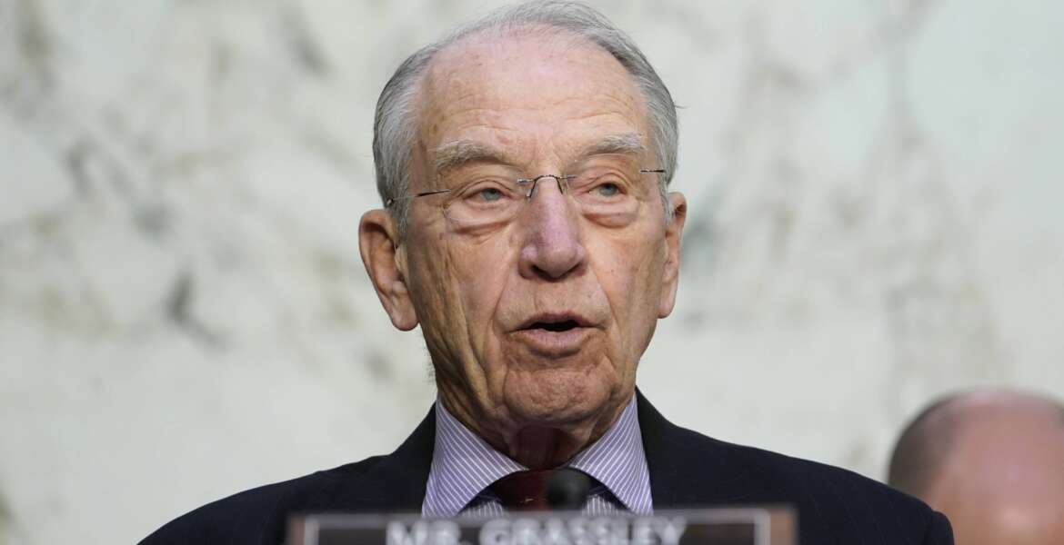 FILE - Senate Judiciary Committee ranking member Sen. Chuck Grassley, R-Iowa, speaks during a committee business meeting on Capitol Hill in Washington, March 28, 2022. (AP Photo/Susan Walsh, File)