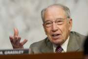 FILE - Sen. Charles Grassley, R-Iowa, speaks during the confirmation hearing for Supreme Court nominee Amy Coney Barrett, before the Senate Judiciary Committee, Tuesday, Oct. 13, 2020, on Capitol Hill in Washington. The chairman and ranking minority member of the Senate Judiciary Committee sent a letter to an advocacy group for minor leaguers asking questions about baseball's antitrust exemption. Sen. Richard Durbin, an Illinois Democrat who chairs the committee, and Charles Grassley, an Iowa Republican, sent the letter Tuesday, June 28, to Harry Marino, executive director of Advocates for Minor Leaguers.(AP Photo/Susan Walsh, Pool)