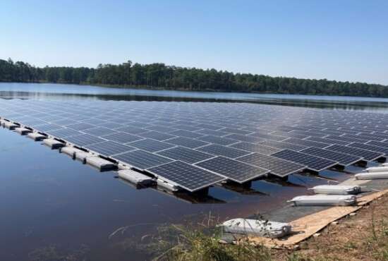 Floating solar array at Fort Bragg
