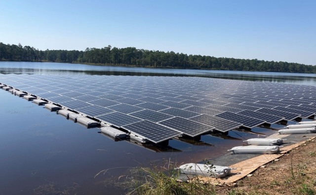 Floating solar array at Fort Bragg
