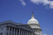 FILE - The sun shines on the dome of Capitol Hill in Washington, Friday, Aug. 12, 2022. A man drove his car into a barricade near the U.S. Capitol early Sunday, Aug. 14, 2022, and then began firing gunshots in the air before fatally shooting himself, police said. (AP Photo/Susan Walsh, File)