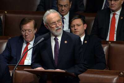 FILE - Rep. Dan Newhouse, R-Wash., speaks as the House of Representatives debates the articles of impeachment against President Donald Trump at the Capitol in Washington on Dec. 18, 2019. Newhouse was one of 10 Republicans who voted to impeach Trump last year, and is one of only two to beat back GOP challengers this year. (House Television via AP, File)