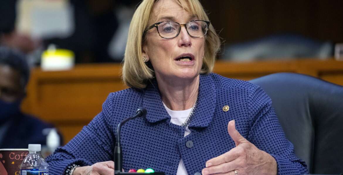 FILE - Sen. Maggie Hassan, D-N.H., speaks during a Senate Health, Education, Labor, and Pensions Committee hearing on Capitol Hill in Washington, Sept. 30, 2021. Hassan is seeking a second term in 2022. (Shawn Thew/Pool via AP, File)