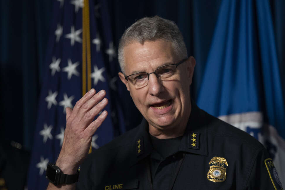 Federal Protective Service Deputy Director of Operations Richard Cline speaks during a news conference to address the situation in Portland, Ore., in relation to protests Tuesday, July 21, 2020, in Washington. (AP Photo/Manuel Balce Ceneta)