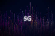 Abstract 5G icon with dot point connect line design , new generation mobile networks concept .