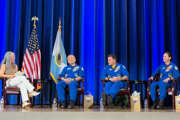 Japan Aerospace Exploration Agency astronaut Koichi Wakata, and NASA astronauts Josh Cassada and Nicole Mann, speak to federal interns at experience program launch event. Photo by Drew Friedman, Federal News Network.