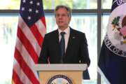 Secretary of State Antony Blinken speaks at the Foreign Service Institute in Arlington, Virginia.