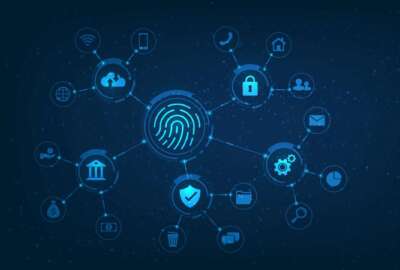 cybersecurity concept with biometric technology element