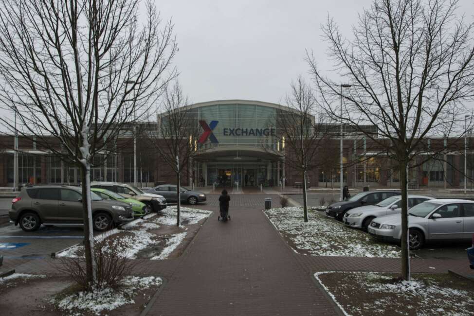  The Kaiserslautern Military Community Center sits dusted with snow after the first snowfall of the season, Jan. 15, 2016, at Ramstein Air Base, Germany. 