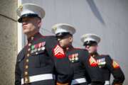 U.S. Marines stand at attention