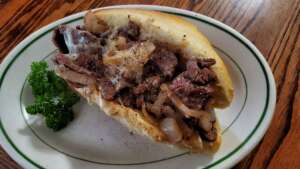Image of a philly cheesesteak.