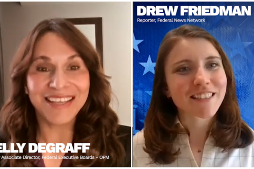 A screengrab of a video interview between Federal News Network Workforce Reporter Drew Friedman and Kelly DeGraff, deputy associate director of the Federal Executive Boards at the Office of Personnel Management, on the subject of FEBs.