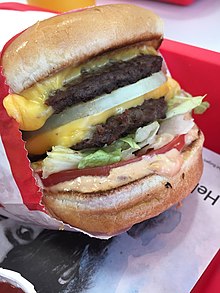Image of double-double burger from In-N-Out in Los Angeles.