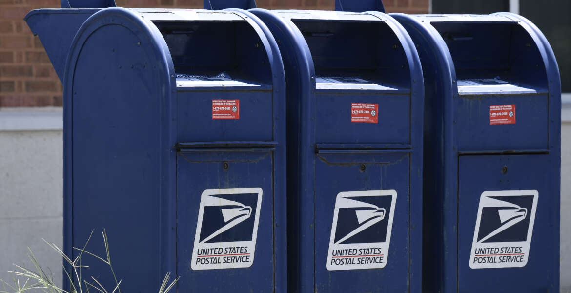 USPS mailboxes are seen in Annapolis, Md.