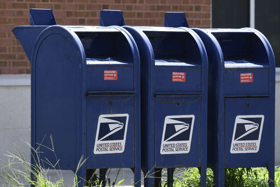 USPS mailboxes are seen in Annapolis, Md.