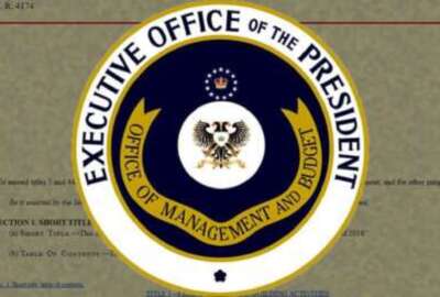 The Seal of the Office of Management and Budget (OMB) imposed over a document.