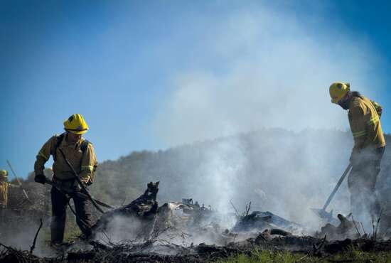 Hogback Ridge Fuels Crew cleaning up after a pile burn near Kelseyville, CA