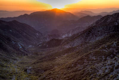 Sunset view of Bear Creek Canyon from Mount Lowe Trail