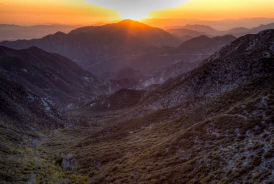 Sunset view of Bear Creek Canyon from Mount Lowe Trail