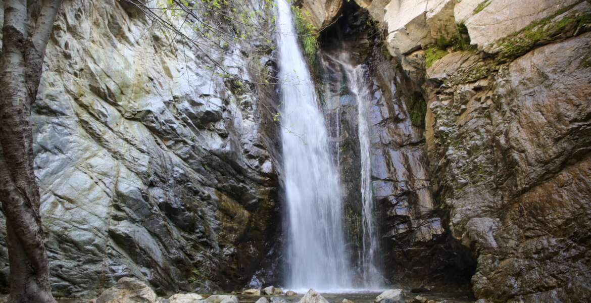 Waterfall after a spring rainstorm located at the Angeles National Forest